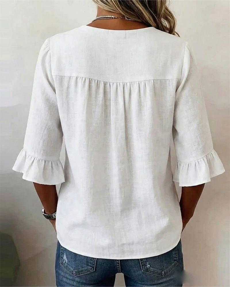 Sophia | Cotton Linen Button Blouse
