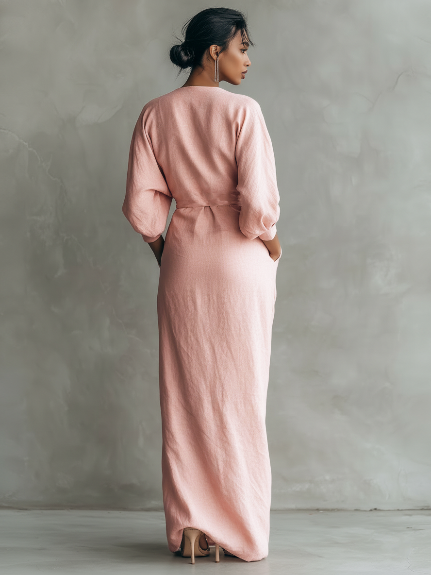 Rosalie™ | Linen V-Neck Maxi Dress