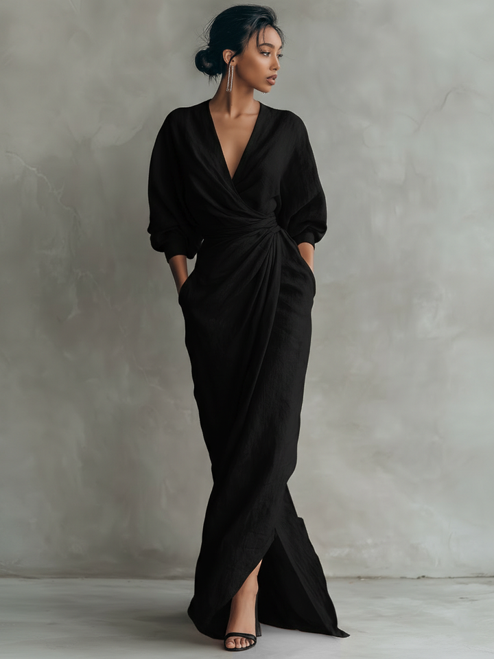 Rosalie™ | Linen V-Neck Maxi Dress