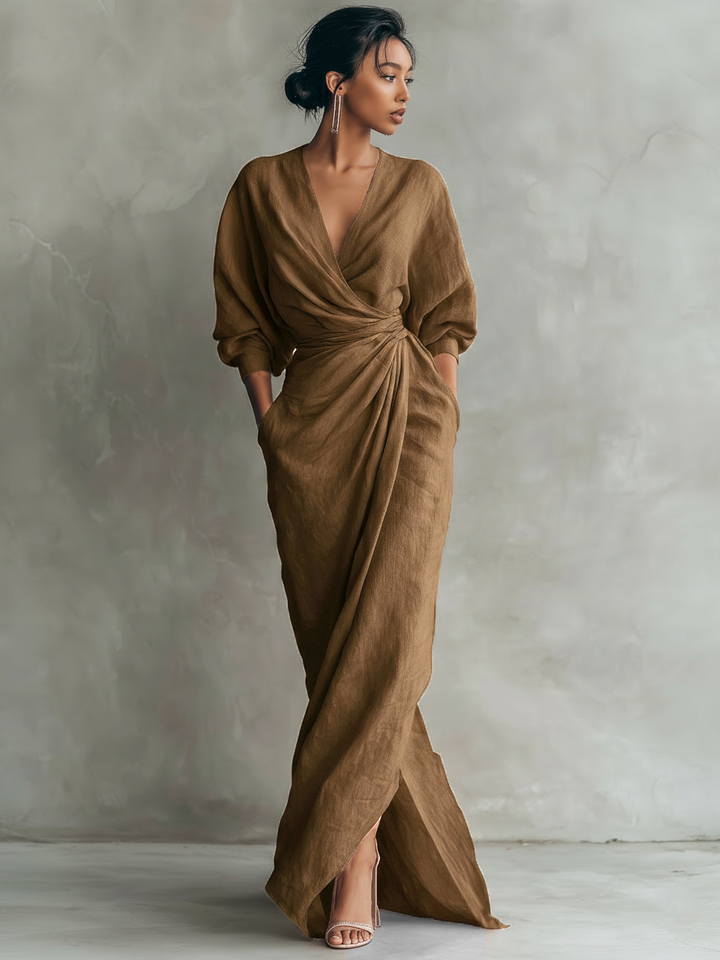 Rosalie™ | Linen V-Neck Maxi Dress