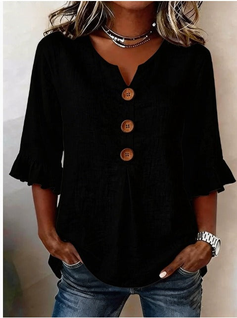 Sophia | Cotton Linen Button Blouse