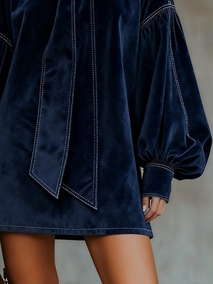 Valentina – Mini Velvet Dress with Bow