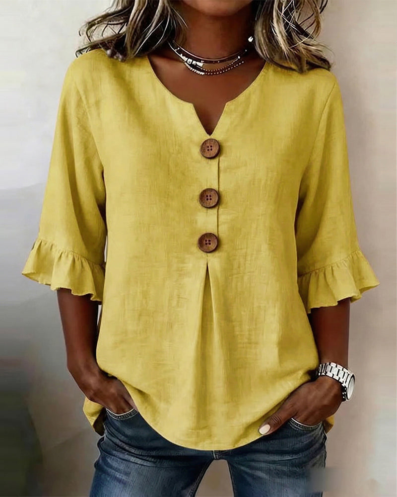 Sophia | Cotton Linen Button Blouse