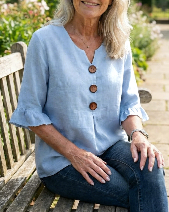 Sophia | Cotton Linen Button Blouse
