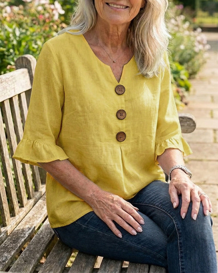 Sophia | Cotton Linen Button Blouse