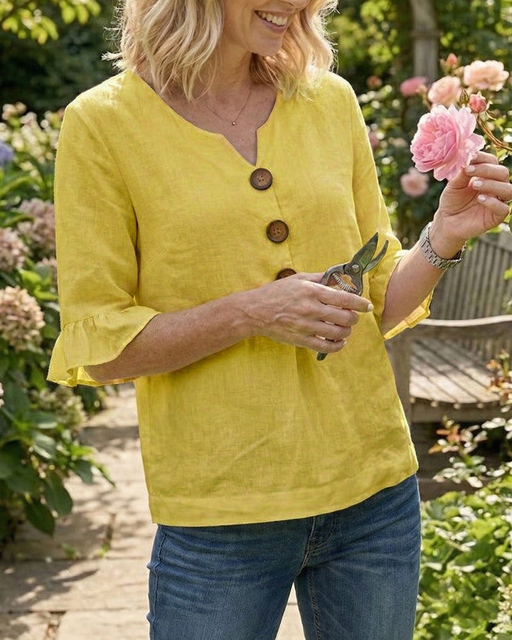 Sophia | Cotton Linen Button Blouse