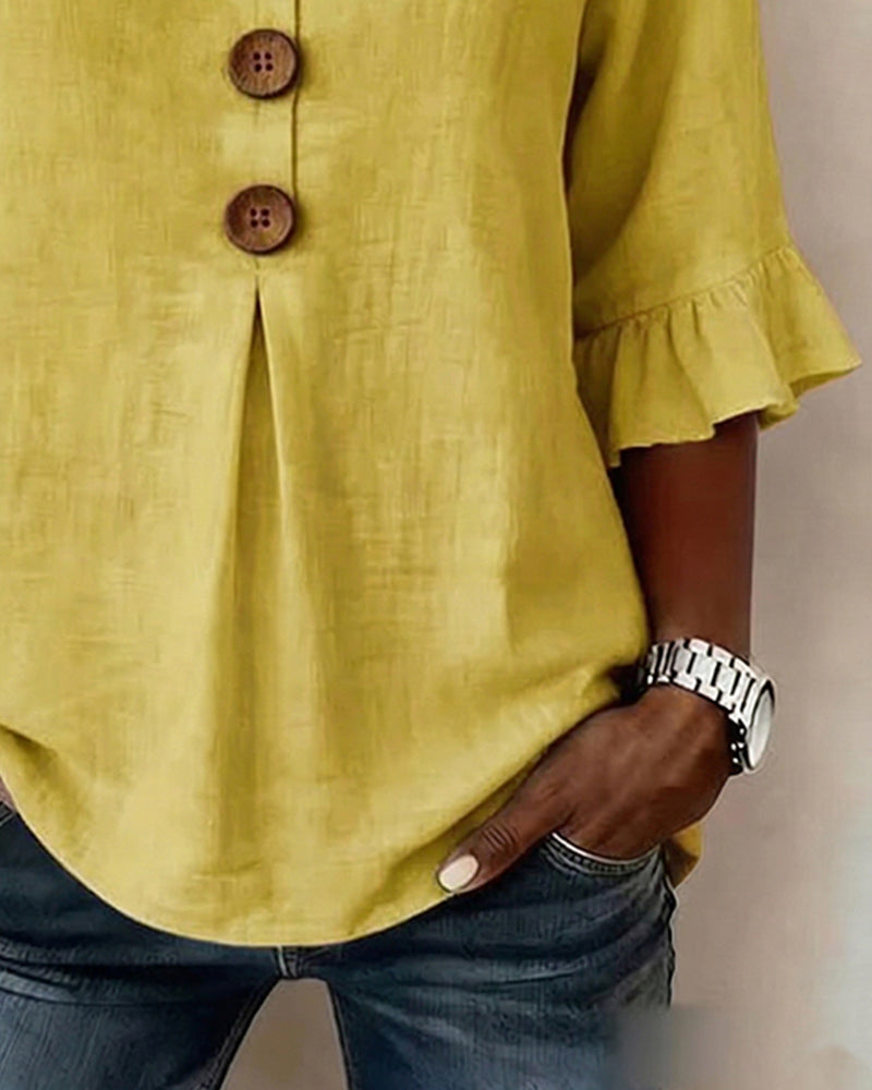 Sophia | Cotton Linen Button Blouse