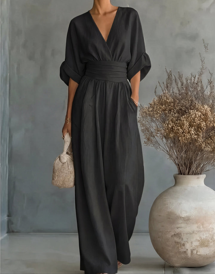 Daniela – Elegant Wide-Leg V-Neck Jumpsuit