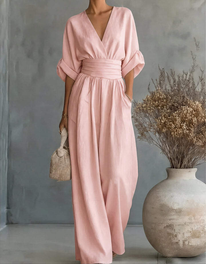 Daniela – Elegant Wide-Leg V-Neck Jumpsuit