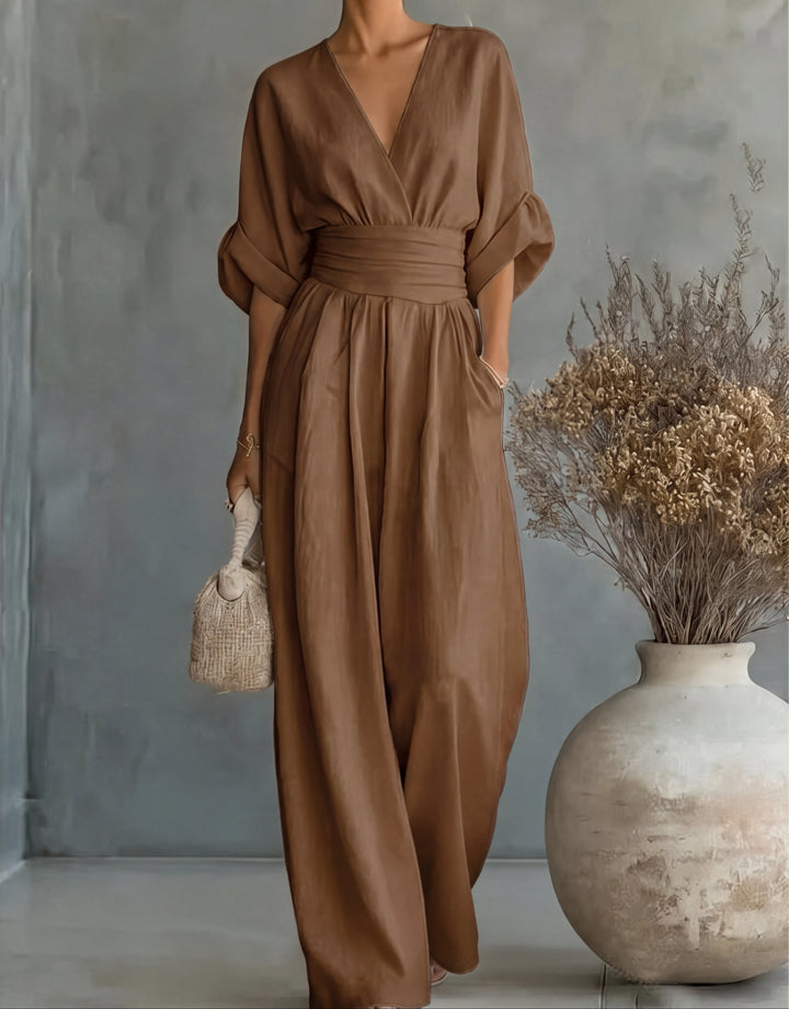 Daniela – Elegant Wide-Leg V-Neck Jumpsuit