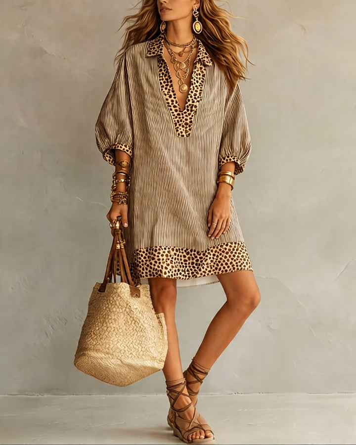 Savannah™ | Leopard Print Puff Sleeve Shirt Dress