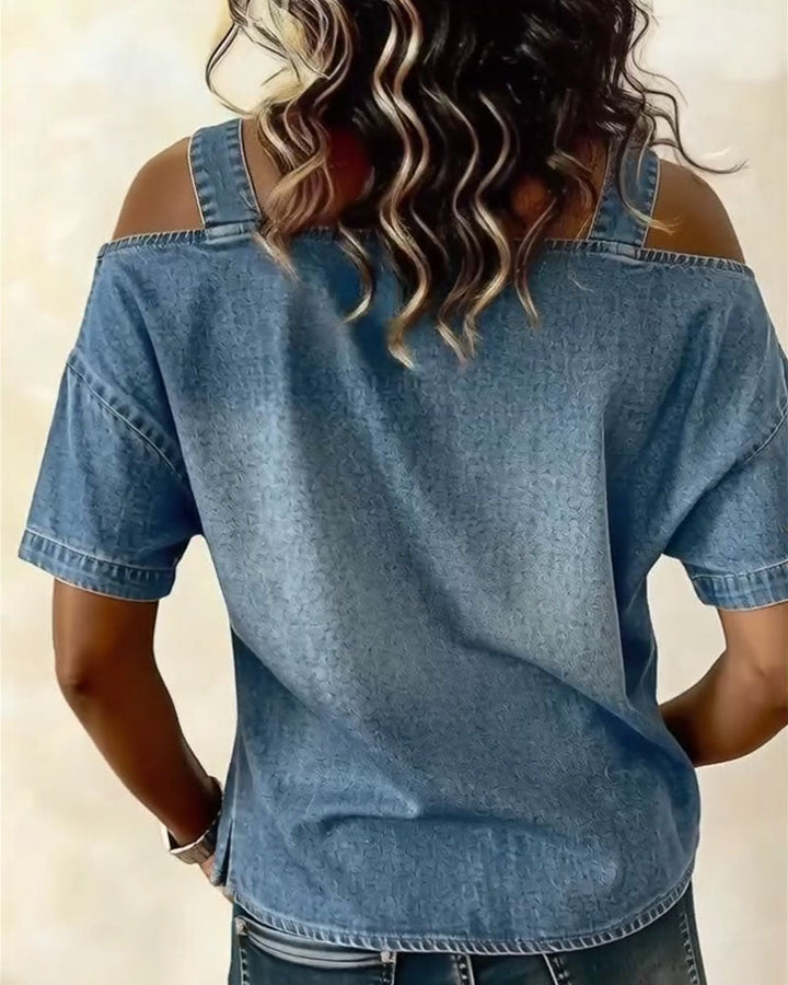 Sienna™ | Off-Shoulder Denim Strap Blouse