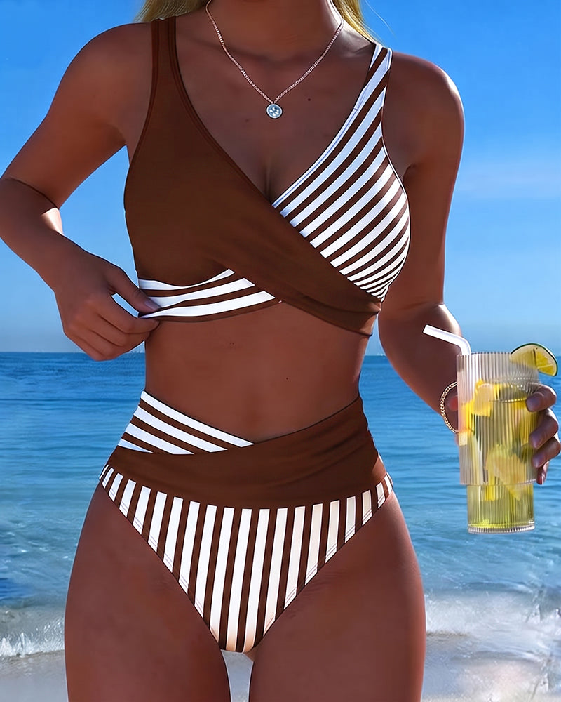 Monroe™ | Striped Cross-Front Bikini Set