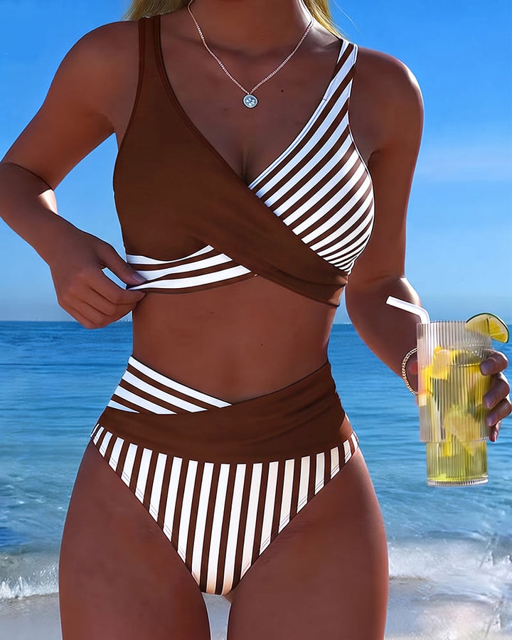Monroe™ | Striped Cross-Front Bikini Set