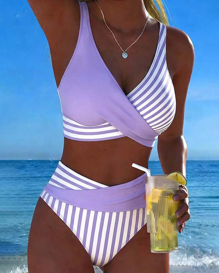 Monroe™ | Striped Cross-Front Bikini Set
