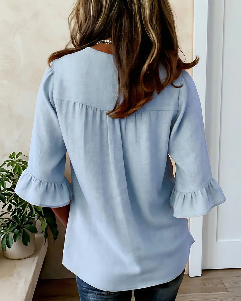 Sophia | Cotton Linen Button Blouse