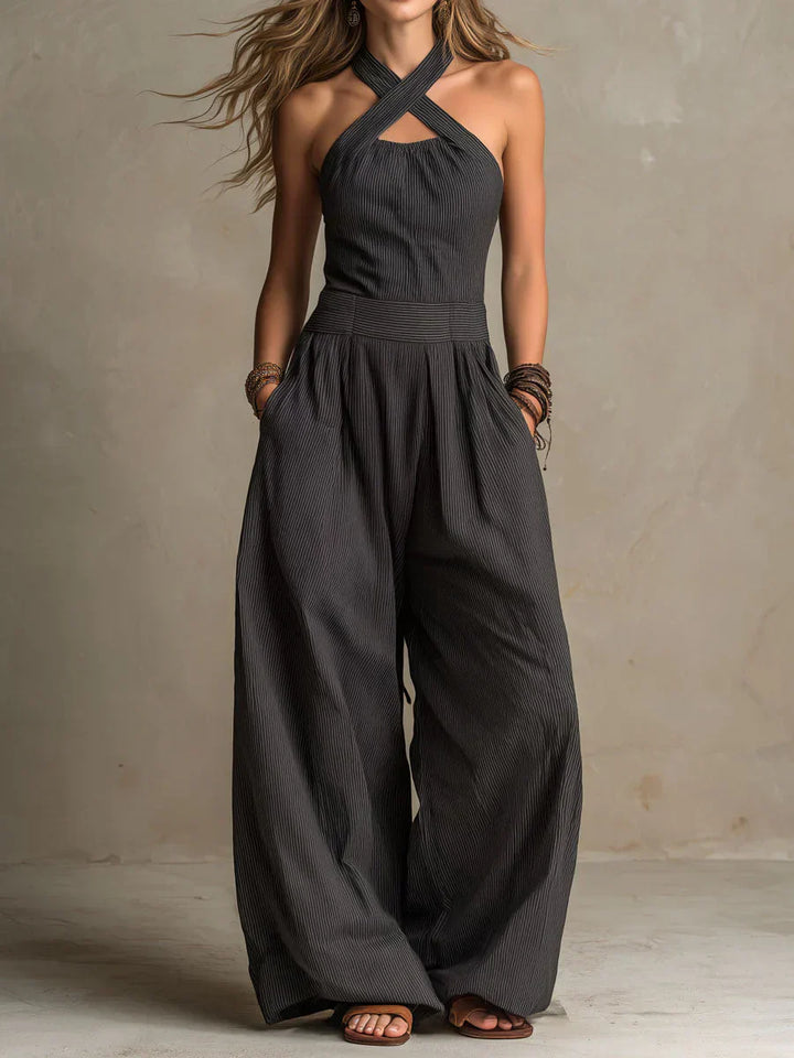 Aria – Elegant Cross-Neck Jumpsuit
