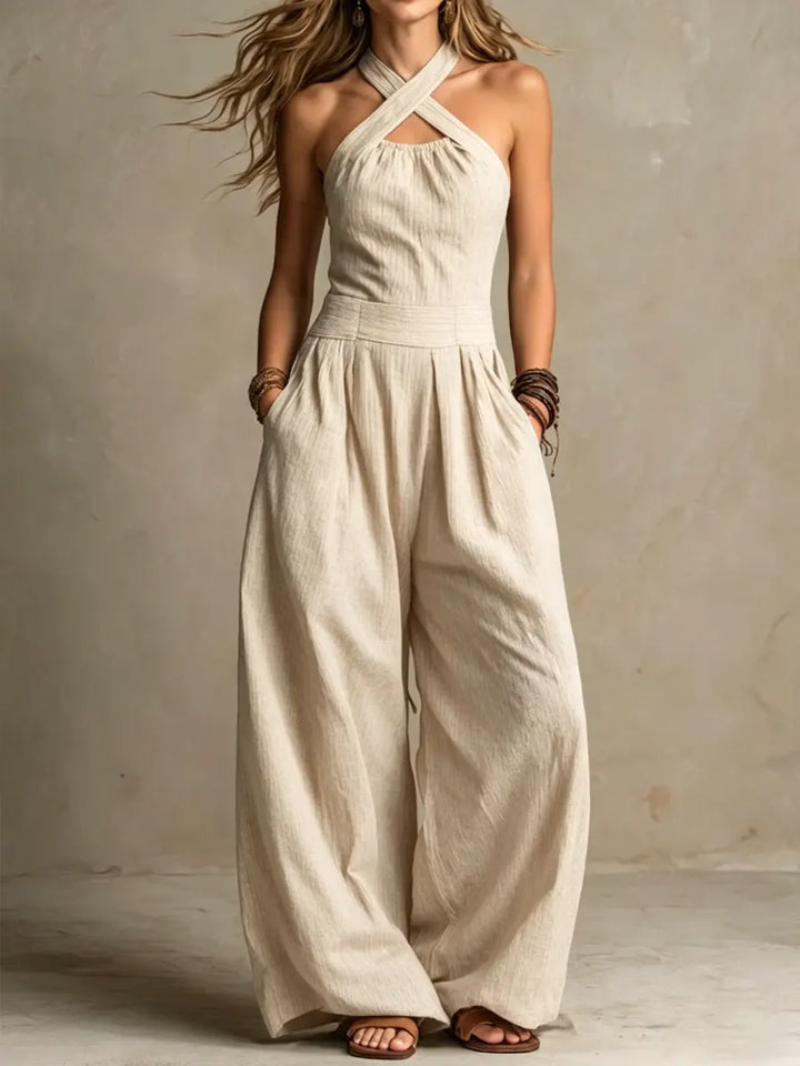 Aria – Elegant Cross-Neck Jumpsuit