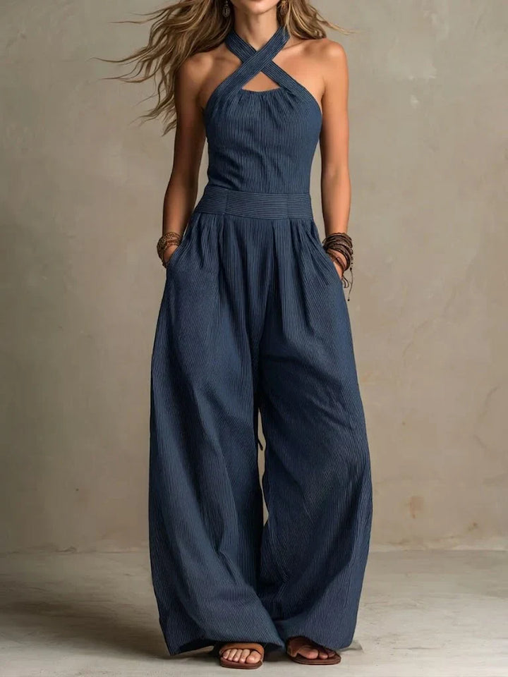 Aria – Elegant Cross-Neck Jumpsuit
