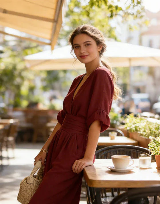 Daniela – Elegant Wide-Leg V-Neck Jumpsuit