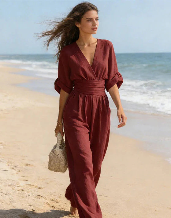Daniela – Elegant Wide-Leg V-Neck Jumpsuit